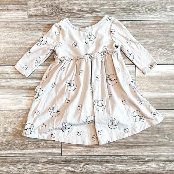 Greige Long Sleeve Mushroom Bamboo Dress with Built-in Bloomers Size 3-6M - Picture 5 of 6